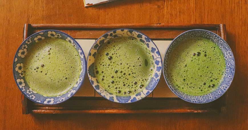 tazze di tè matcha giapponese